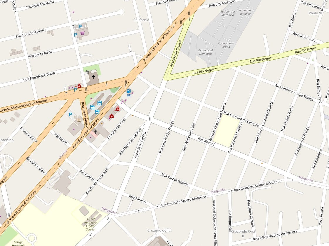 Mapa: esquina da Avenida da Capital com a Rua Rio Negro, Campo Grande/MS